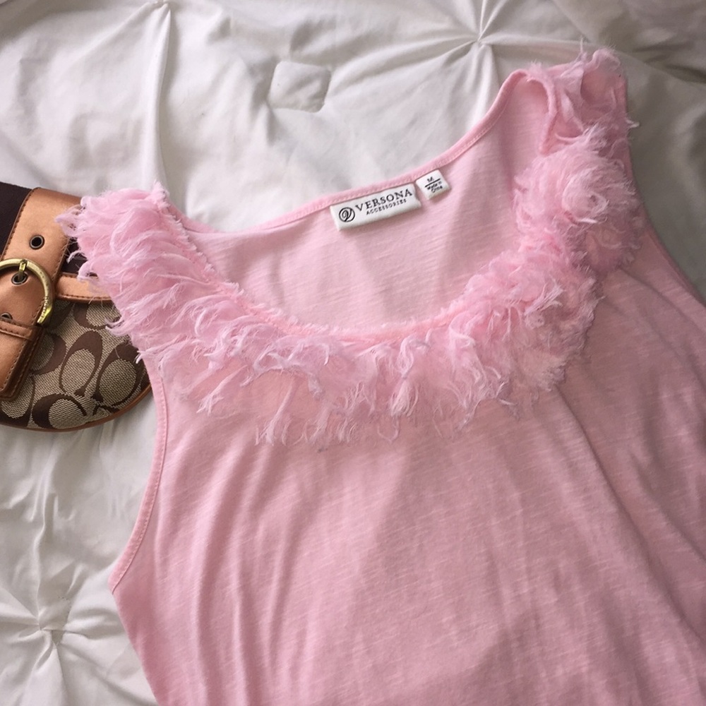 Versona Pink Embellished Tank Sz M